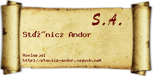 Stánicz Andor névjegykártya