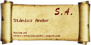 Stánicz Andor névjegykártya
